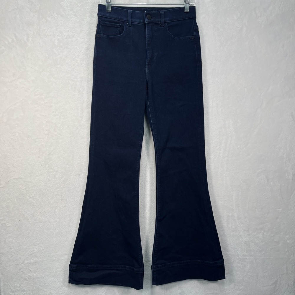 Express High Rise Bell Flare Jeans Womens 4R Dark Wash Casual Denim Staple